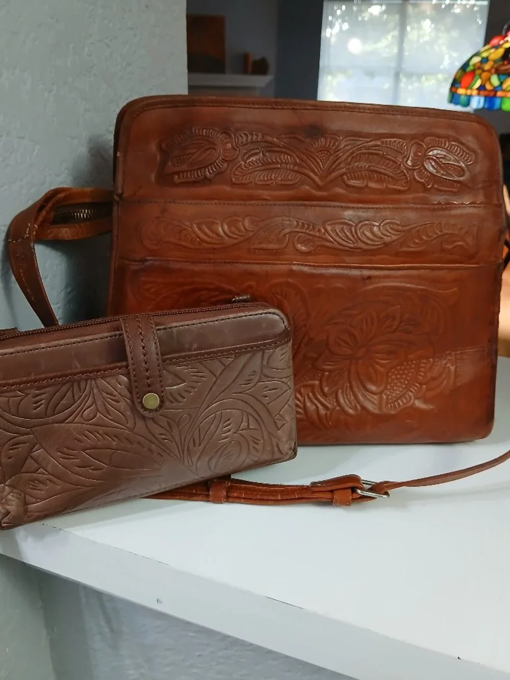 Vintage Avelar Tooled leather Satchel